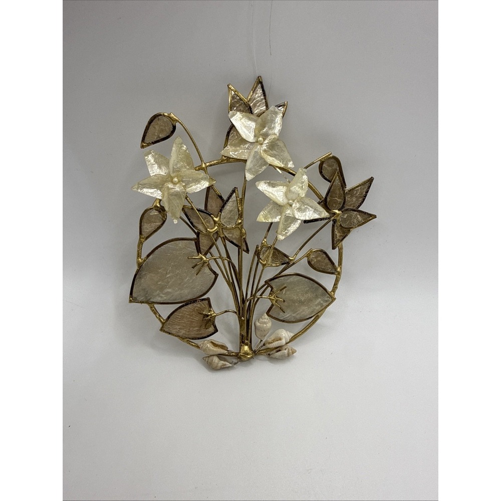 Vintage Shell Flower Wall‎ Hanging Coastal Boho Floral Decor 5"